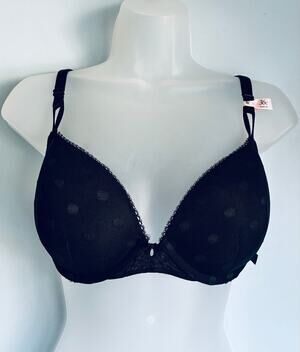Victoria's Secret Push Up Polka Dot Black 36C Whimsygoth Everyday